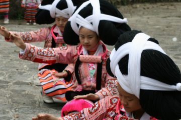 Longhorn Miao Women in Suoga Village, Guizhou province. Image: Paul Craven